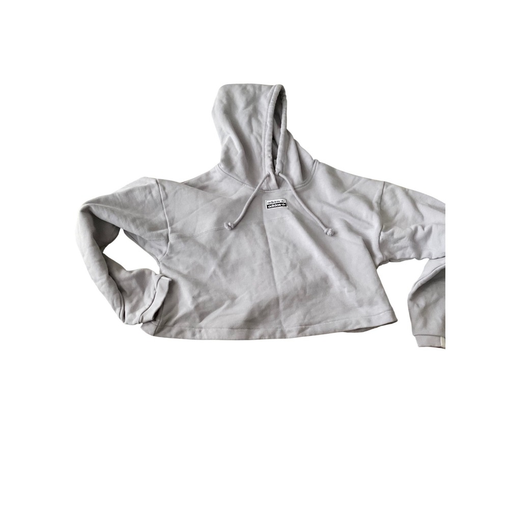 Adidas Originals Cropped Hoodie Light Purple Trefoil Logo Long Sleeve Women M